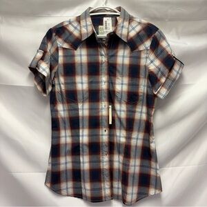 Roper NWT Women’s Small Button Down Tee Shirt Plaid Western Short Sleeve Rodeo